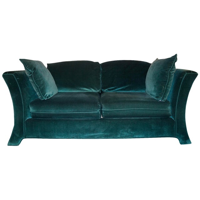 Broyhill Emerald Green Velvet Loveseat Chairish