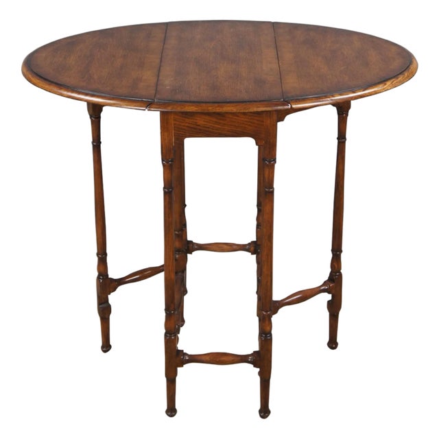 Theodore Alexander William & Mary Style Oak Gateleg Oval Occasional Side Table For Sale