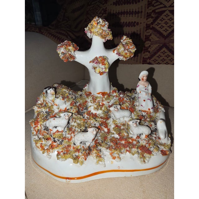 White Fine Small 19th C Staffordshire Pair of Pastoral Themed Groups For Sale - Image 8 of 10