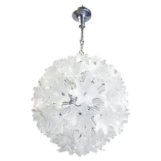 Chandelier in Murano Glass & Chrome by Paolo Venini for Veart, Italy, 1960s For Sale