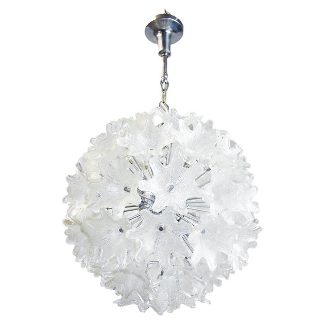 Chandelier in Murano Glass & Chrome by Paolo Venini for Veart, Italy, 1960s For Sale