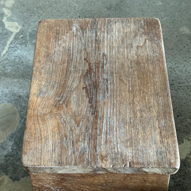 Small Occasional Stool in Light Teak, 1990s For Sale - Image 12 of 13