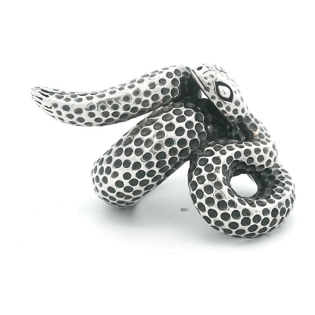1970s Sculptural Sterling Silver Serpent Ring, Size 7.25 For Sale - Image 4 of 11