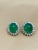 Green 10 Ct Natural Emerald Zambia Cabochon & Diamond Stud Earring 14 Karat White Gold For Sale - Image 8 of 8