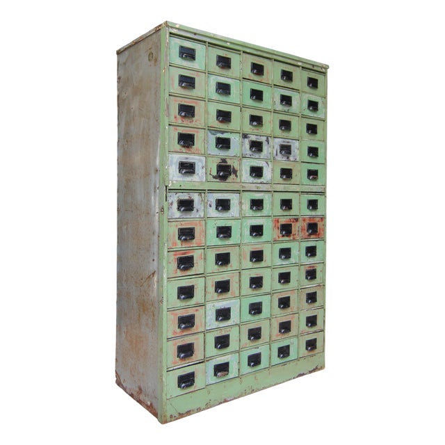 Vintage Industrial Metal Drawer Cabinet, 1920s For Sale