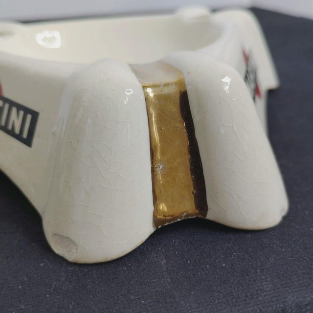 1950s Vintage 1950s MCM "Martini" Triangular Ashtray Catchall Half Porcelain Gold Gilt Made in Badonviller France For Sale - Image 5 of 7