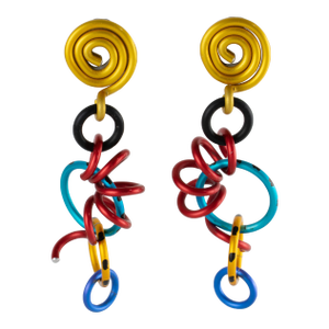 David Spada New York Multicolor Aluminum Dangling Clip-on Earrings