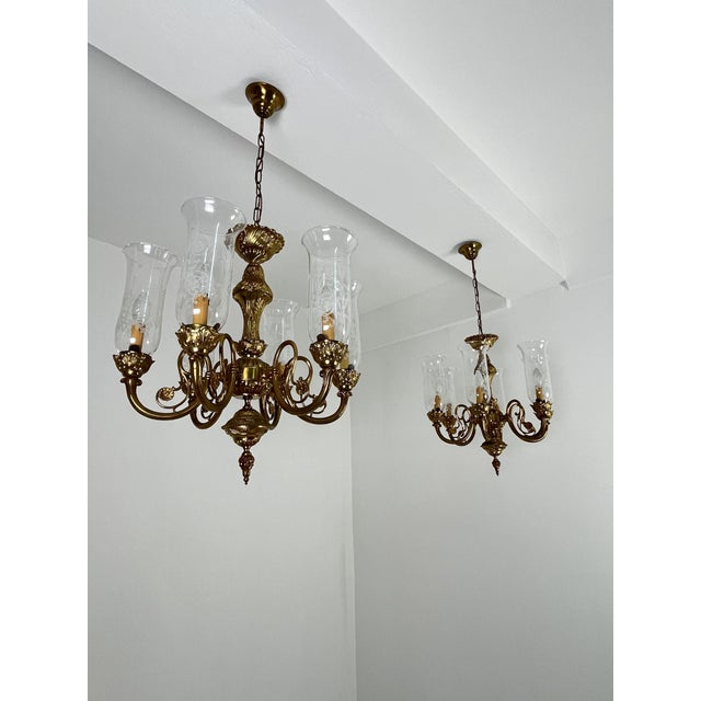 6-Light Venetian Brass and Murano Glass Chandeliers, 1960s, Set of 2 For Sale - Image 14 of 14