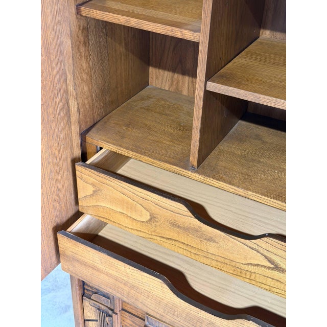 Mid-Century Modern Lane Brutalist Armoire Dresser Oak Mid-Century Modern 1970s For Sale - Image 3 of 10