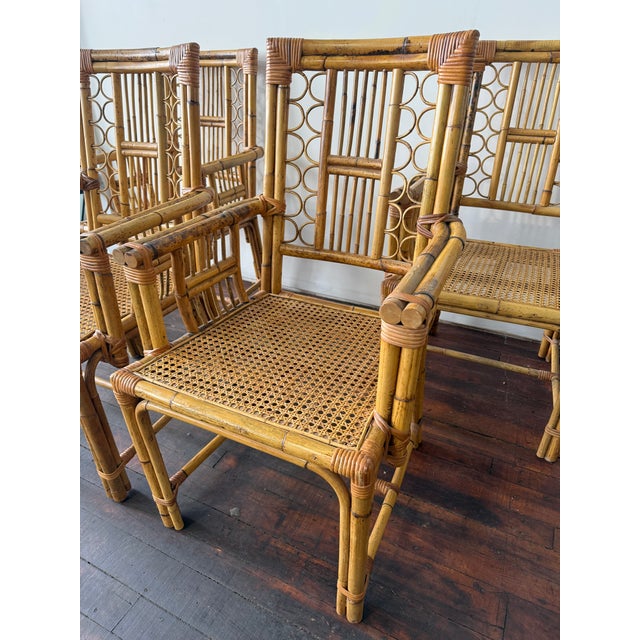 Mid 20th Century Set of 4, Calif-Asia and Cartel Bamboo & Rattan Mid Century Armchairs For Sale - Image 5 of 9