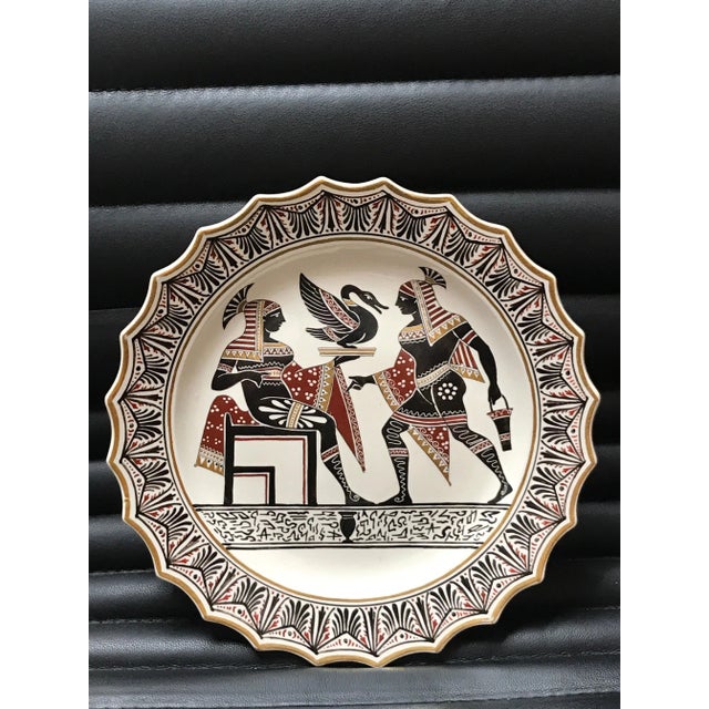 Giustiniani Egyptomania Pottery Plate with Gilt Highlights, Urn For Sale - Image 4 of 10