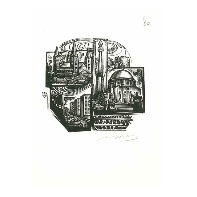 Dr. Tardos, Original Woodcut, Mid-20th-Century For Sale