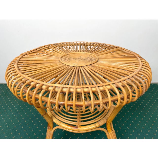 Mid-Century Round Rattan & Bamboo Coffee Table, Italy, 1960s For Sale - Image 10 of 13