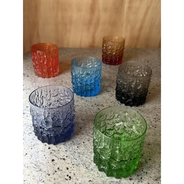 Italian Textured Bark Glasses in the style of Geoffrey Baxter, 1960s, Set of 6 For Sale - Image 13 of 18