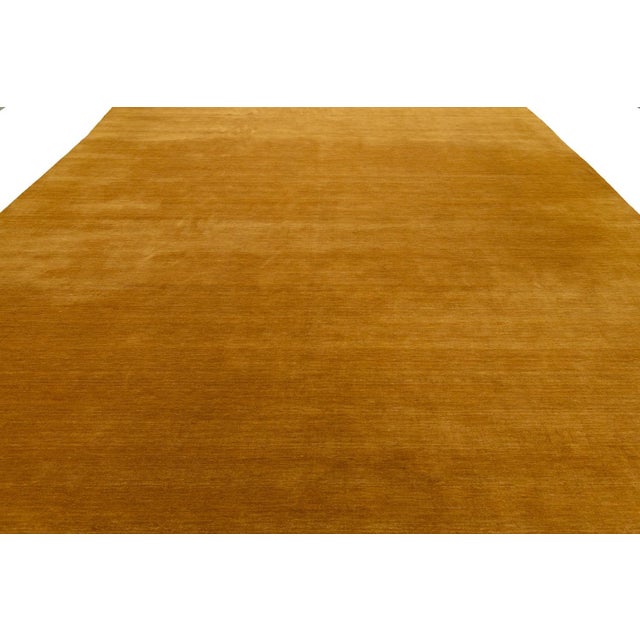 Apadana's Modern Gabbeh Hand-Loom Wool Area Rug in Earthy Yellow-Orange. For Sale - Image 10 of 11