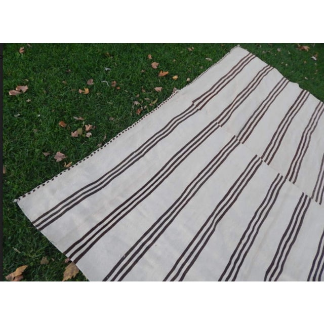 Beige Vintage Striped Turkish Hemp Kilim Rug 9′2″ × 12′6″ For Sale - Image 8 of 13