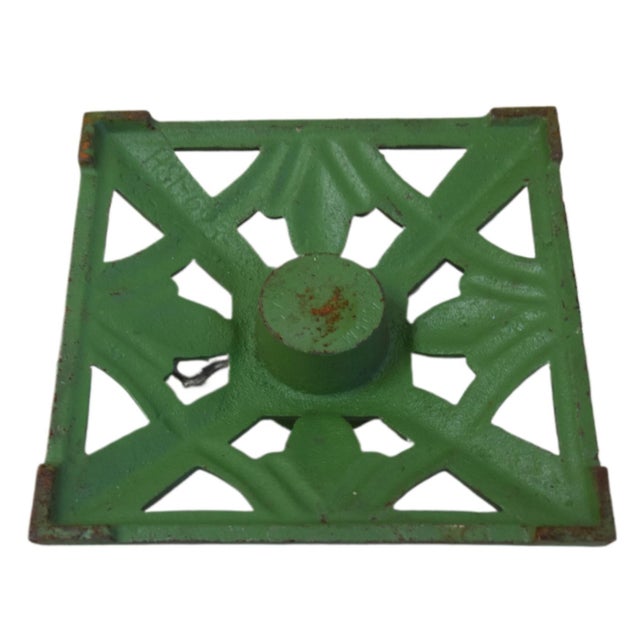Vintage Cast Iron Green European Christmas Tree Stand For Sale - Image 4 of 5