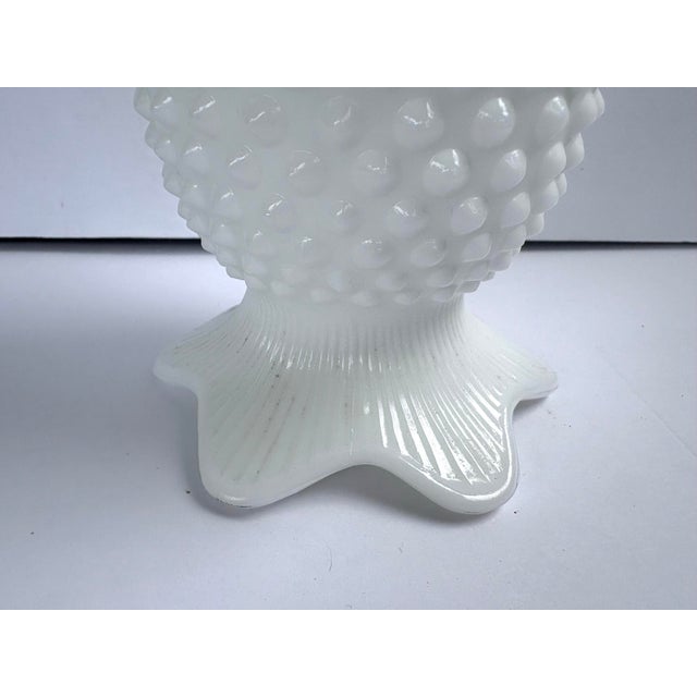 Mid 20th Century Vintage Fenton White Hobnail Milk Glass Vase & Large Centerpiece Bowl – Set of 2 For Sale - Image 5 of 11