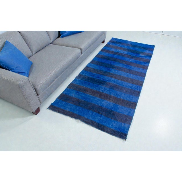 Blue Vintage Angora Wool Rug For Sale - Image 4 of 8