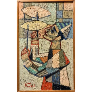 Abram Krol, Polish French Ecole de Paris Mid Century Modernist Oil Painting Clown Juggler, c.1950s For Sale