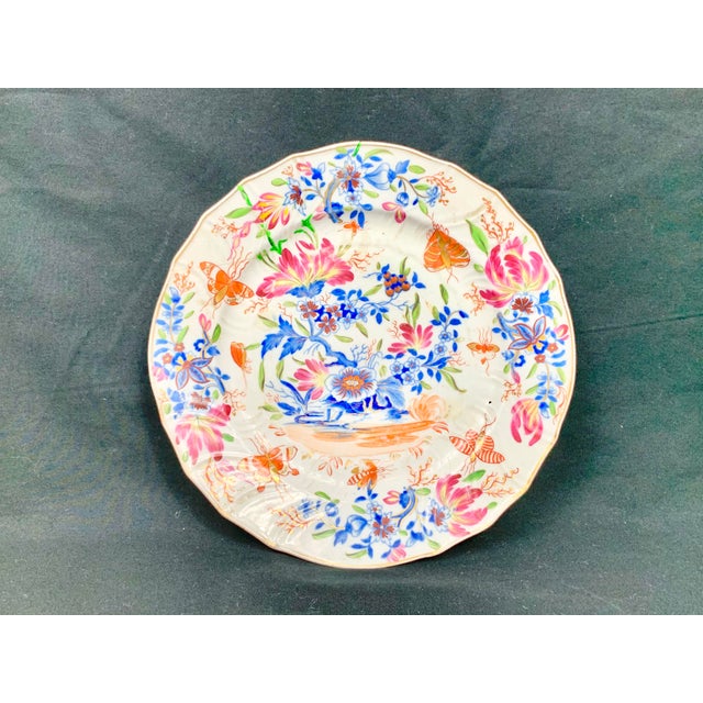 Ceramic Antique Hand Painted Floral Decorative Plate For Sale - Image 7 of 13