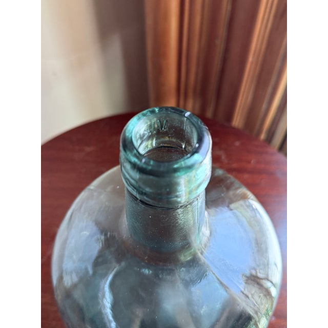 Bottle Green Mid 20th Century Spanish Viresa Green Glass Demijohn Bottle Olive Oil/Wine Vessel For Sale - Image 8 of 10