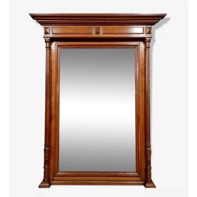 Large Renaissance-Style Oak Mirror, 1850 For Sale - Image 4 of 7