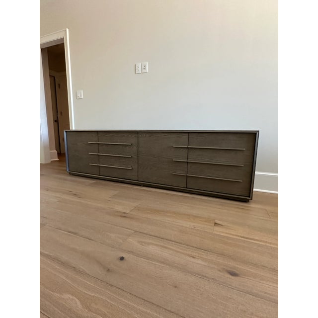 Restoration Hardware Calvin Extra Long 4 Door Media Console | Chairish