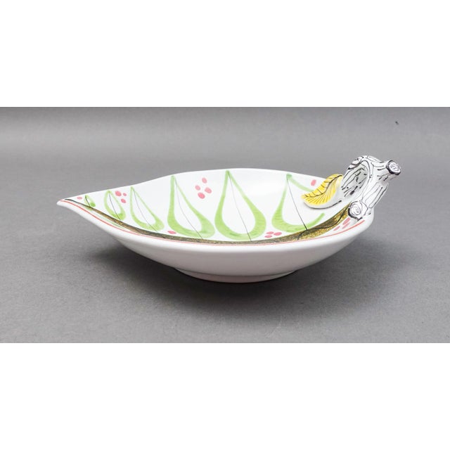 Stig Lindberg Gustavsberg Sweden Mid Century Modern Leaf Art Pottery Bowl Dish For Sale In Miami - Image 6 of 10