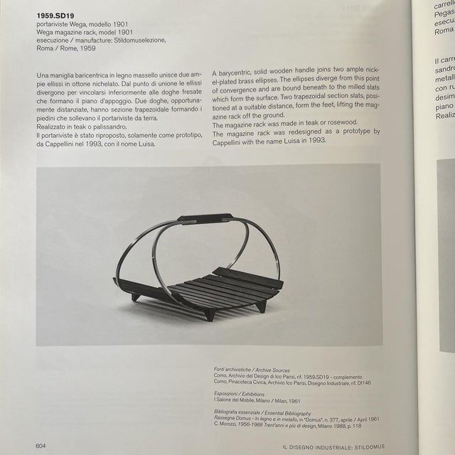 A magazine rack from the late 1950s. Italian-made, Stildomus selection. Designed by Ico Parisi. Features the...
