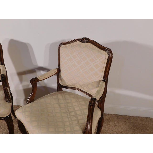 John Widdicomb Pair 1980s John Widdicomb Grand Rapids French Louis XV Walnut Arm Chairs For Sale - Image 4 of 12