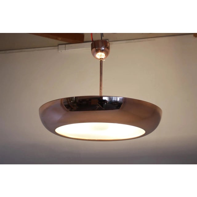 Metal Bauhaus Functionalist Copper Chandelier Ufo attributed to Josef Hurka, 1930s For Sale - Image 7 of 13