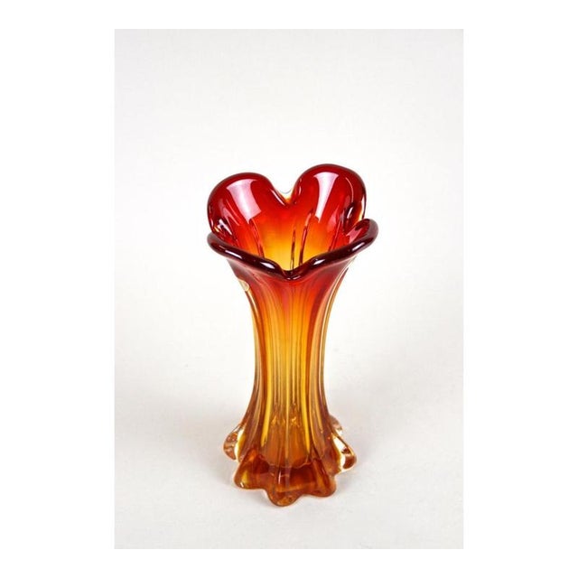 Orange Mid-Century Red and Orange Murano Glass Vase, 1960s-1970s For Sale - Image 8 of 16