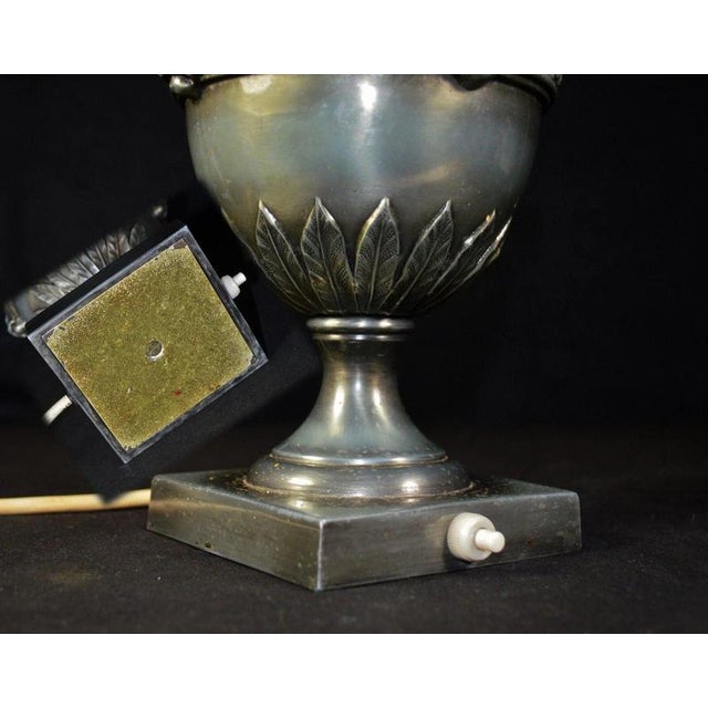 1930s Art Deco French Amphora Table Lamp with Opaline Glass Globe attributed to Brandt, 1930s For Sale - Image 5 of 13