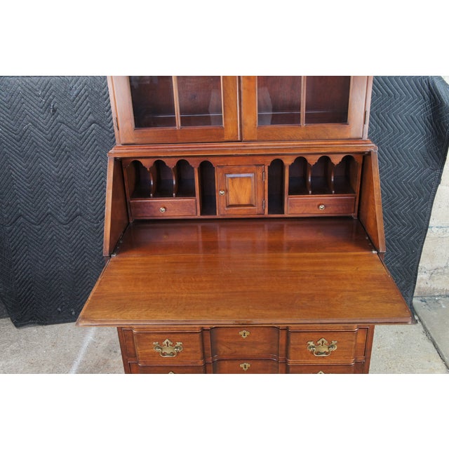 Pennsylvania House 1970s Pennsylvania House English Chippendale Cherry Secretary Writing Desk Bookcase For Sale - Image 4 of 15