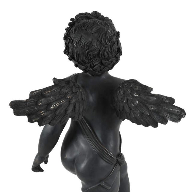 Pair of Cast Metal Garden Cherub Statues, Classical Outdoor Decor For Sale In Greensboro - Image 6 of 8