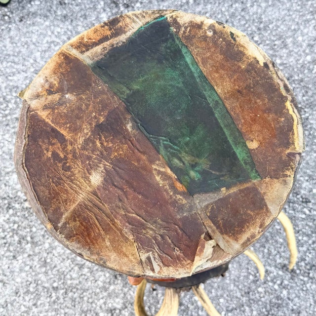 Paper Vintage Folk Art Paper Mache Side Table/Stool With Hindu Figure For Sale - Image 7 of 7
