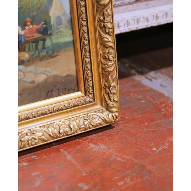 Pair of 19th Century French Tavern Genre Scene Oil Paintings Signed H. Jonas For Sale - Image 11 of 16