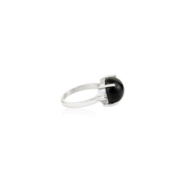Vintage Black Star & Zircon Ring in White Gold Setting, Size 7.5 For Sale - Image 4 of 13