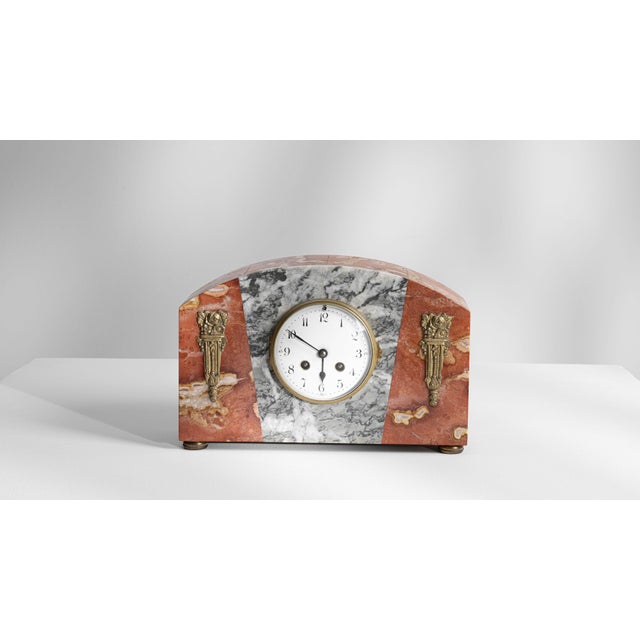 1920s France Art Deco Antique White Marble Clock For Sale - Image 4 of 15