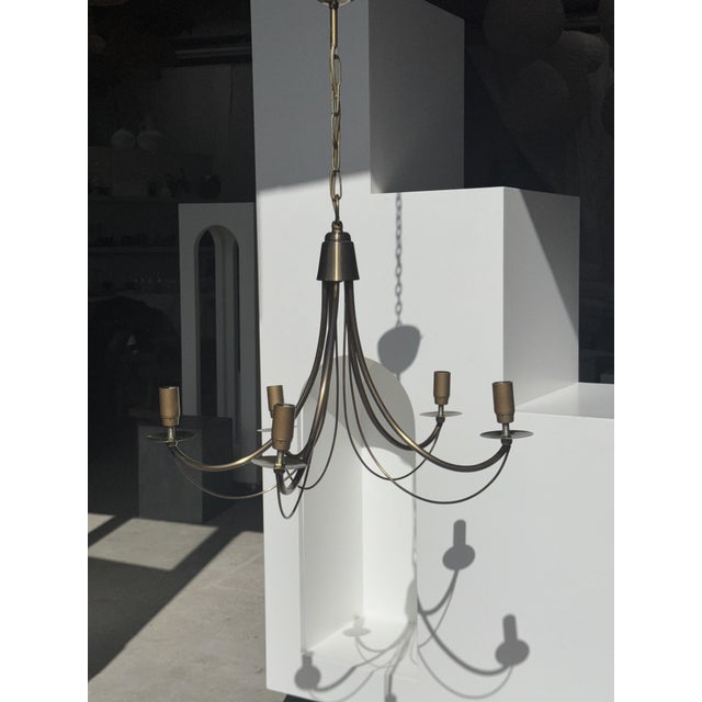 Metal Modern Five-Arm Metal Chandelier, 1980s For Sale - Image 7 of 18