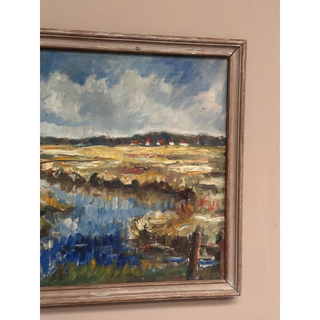 Niels Mandrup Bruun, Marshland from Ribe, 1937, Oil Painting on Canvas, Framed For Sale - Image 8 of 18