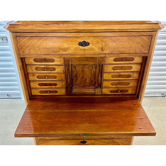 Antique Biedermeier Secretary Desk Chest of Drawers C1860-80 Elm/Walnut Swedish For Sale - Image 9 of 12