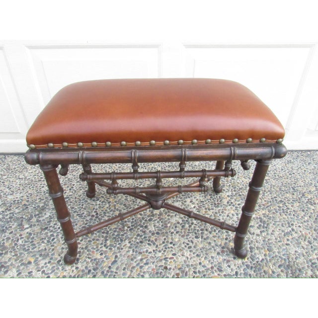 Brown Antique French Faux Bamboo Stool For Sale - Image 8 of 17