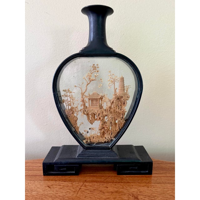 Large Mid-Century Vase Shaped Chinese Cork Carving Diorama For Sale - Image 10 of 10
