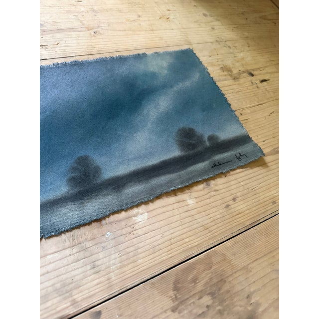 Mixed Media Original Landscape Painting on Raw Canvas by Chelsea Fly. 11”W x 9”H Watercolor and Acrylic Paint.