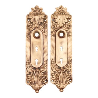 Pair of 1890s R&e Italian Renaissance Verocchio Brass Door Back Plates For Sale