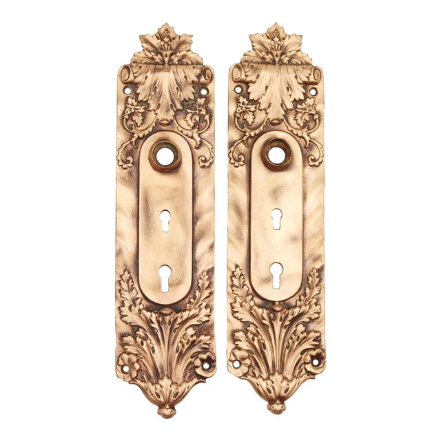 Pair of 1890s R&e Italian Renaissance Verocchio Brass Door Back Plates For Sale