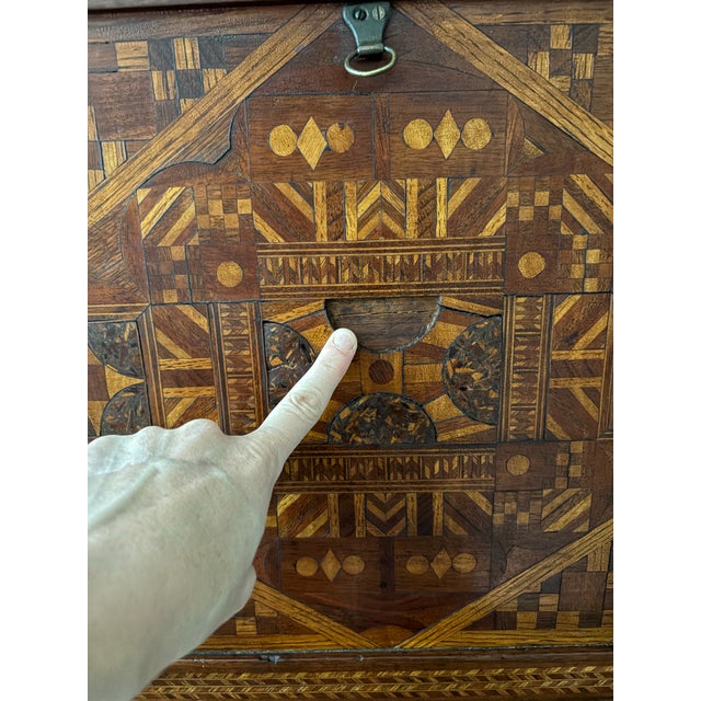 Antique American Marquetry Desk, Chair and Inner Box - Set of 3 For Sale - Image 11 of 12