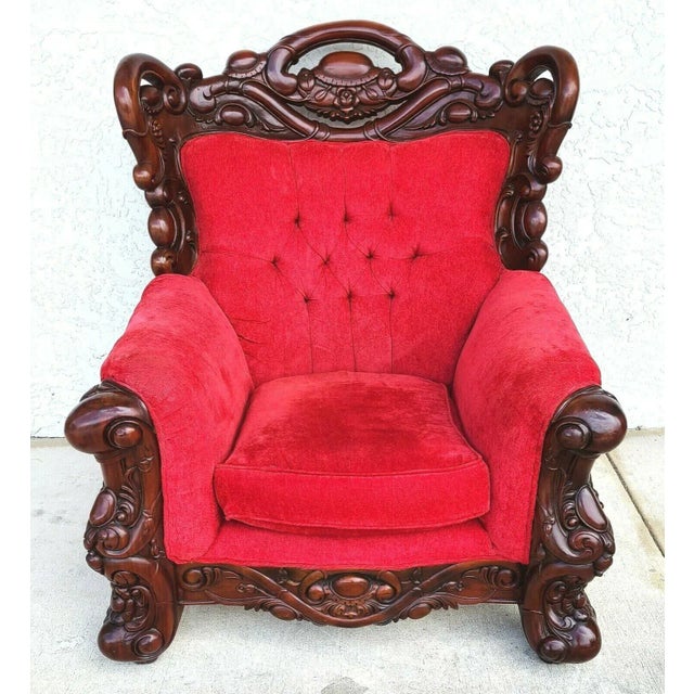 Large Asian Chinoiserie Carved Rosewood Armchair For Sale - Image 12 of 12